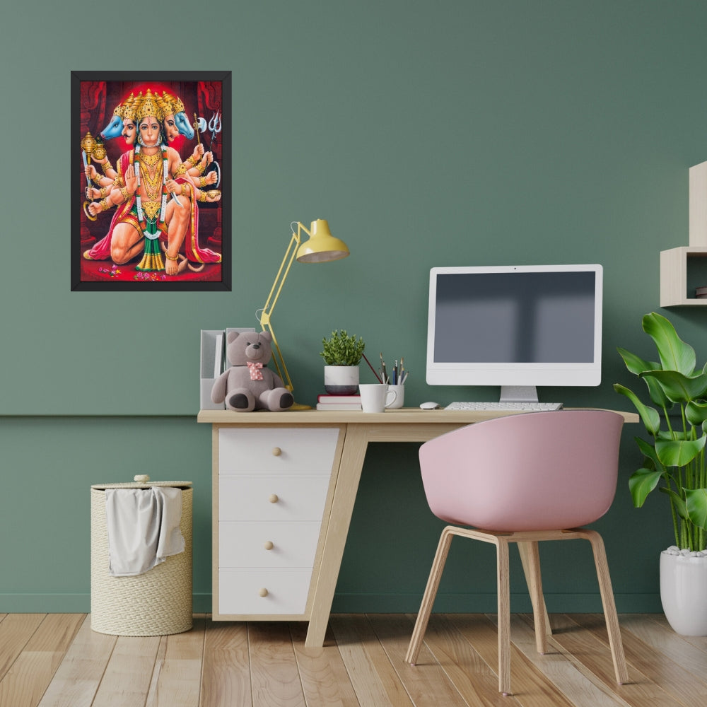 Panchmukhi Hanuman Wall Art – Five-Faced Lord Hanuman Hindu God Photo Frame