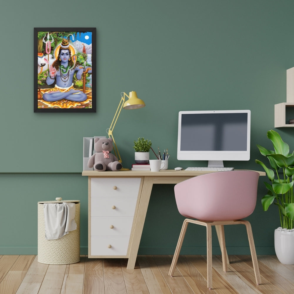 Lord shiva wall art-God shiva with cow photo frame