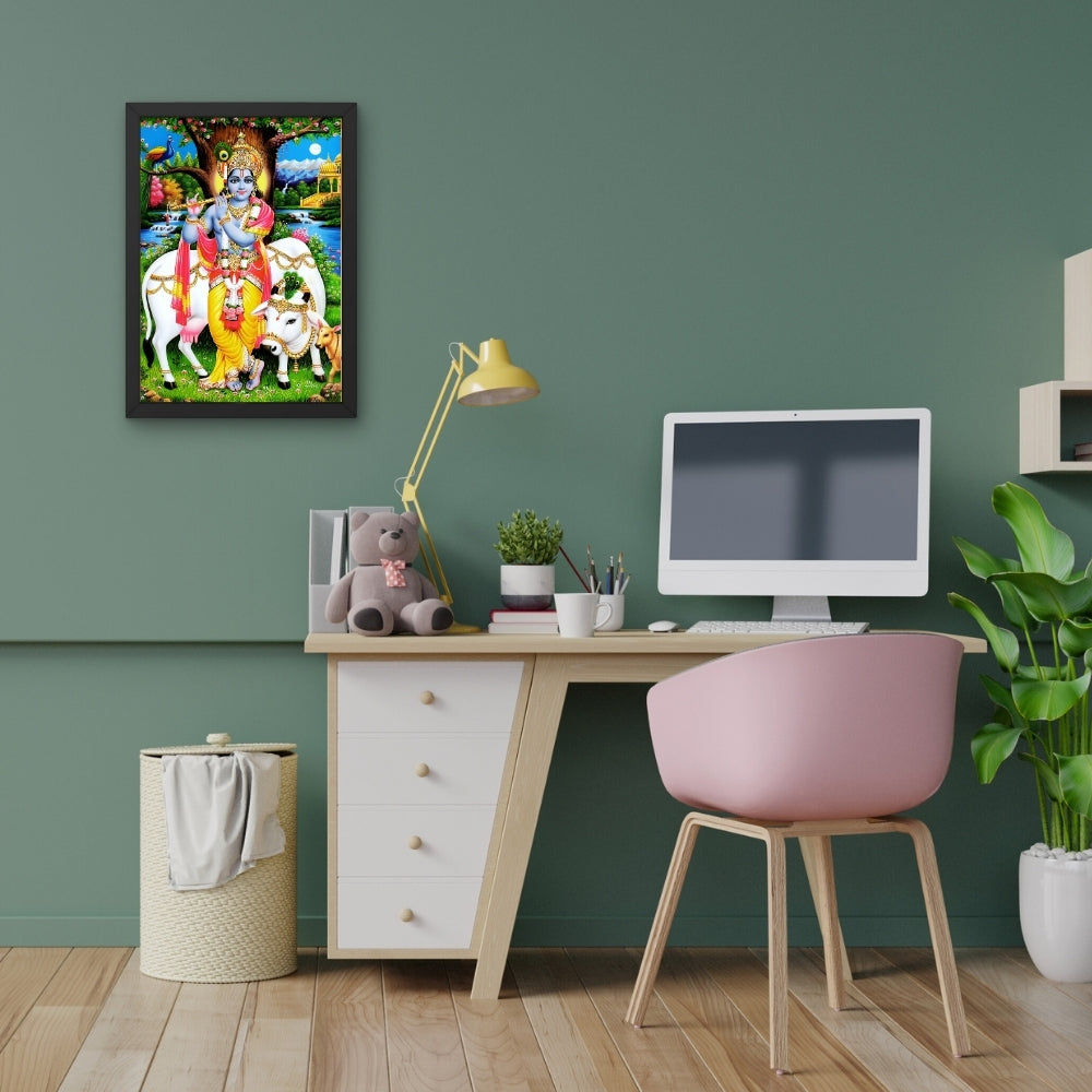Lord Krishna wall art- Krishna god frame
