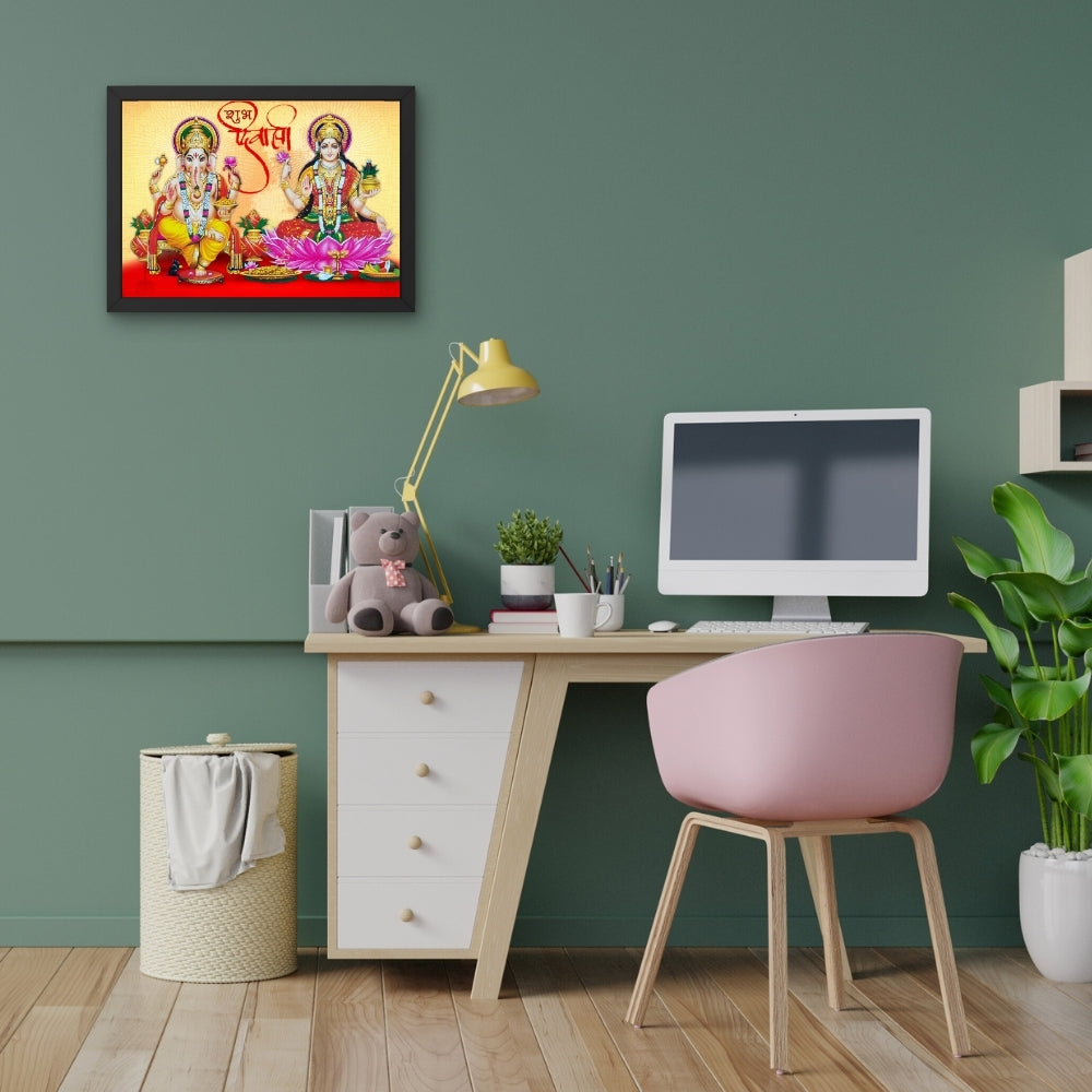 Ganesha Lakshmi Wall Art – Lord Ganesha & Goddess Lakshmi Hindu God Photo Frame