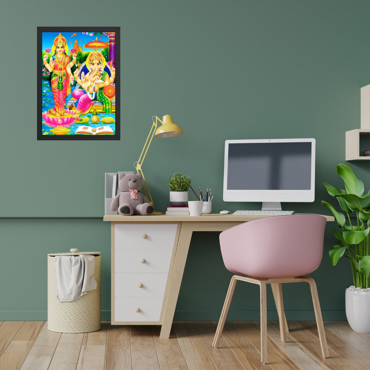 Lord Laxmi Ganapthi wall art-Goddess Laxmi ganapthi god frame