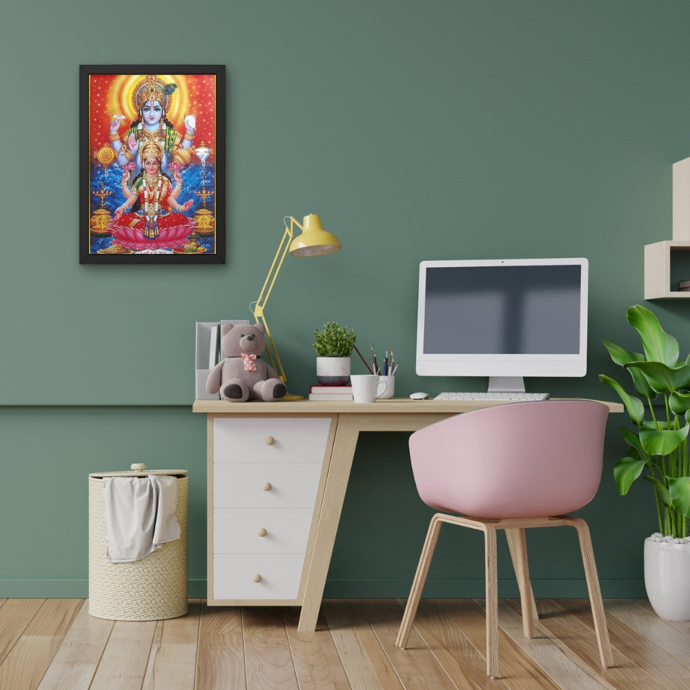 Lakshmi Vishnu Wall Art – Goddess Lakshmi and Lord Vishnu Hindu God Photo Frame