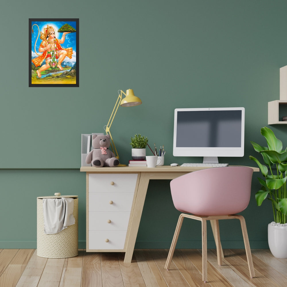 Lord Hanuman Wall Art – Hindu God Photo Frame for Home & Puja Room