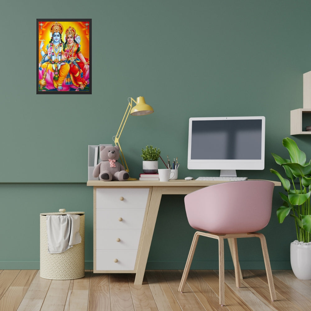 Lord Vishnu and Laxmi wall art- Vishnu with Laxmi art god fame