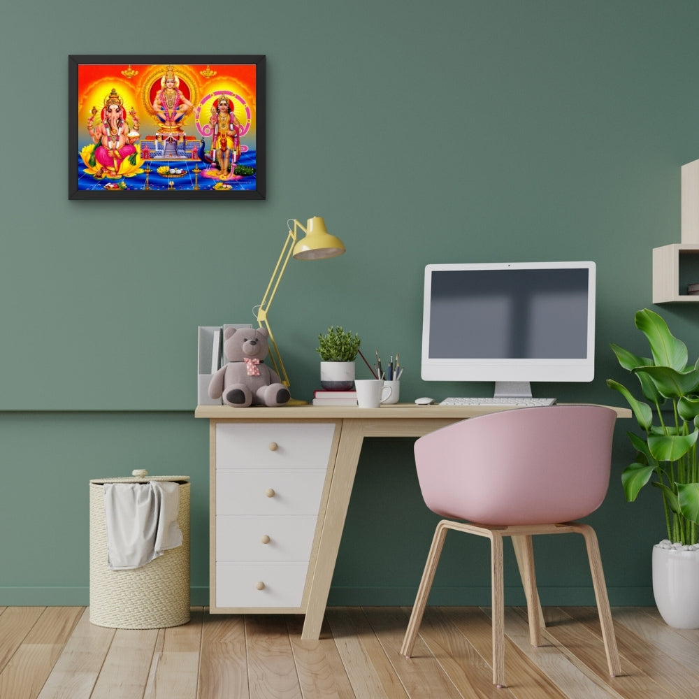 Lord Ayyappa , Ganesh and Karthikeya Wall Art -  Ayyappa , Ganesh And Kartikeya Hindu God Photo Frame
