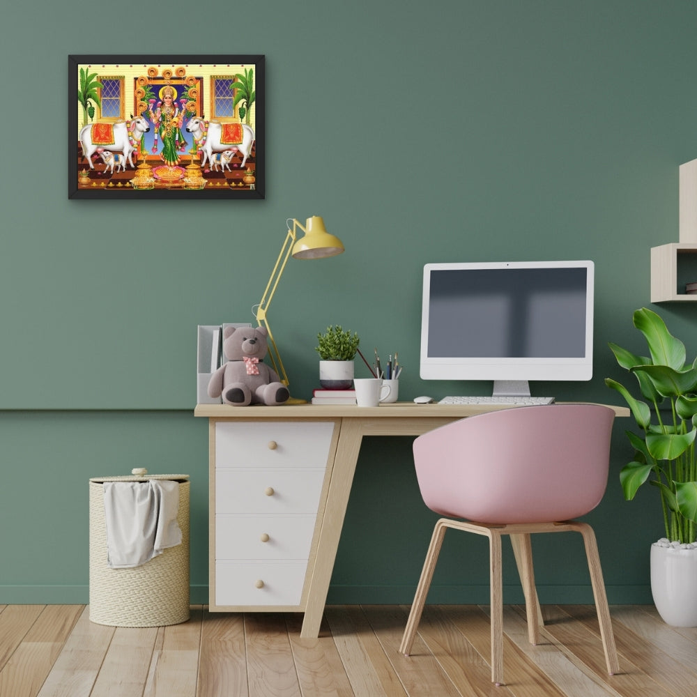 Goddess Laxmi with cow wall art- Maa Laxmi photo frame