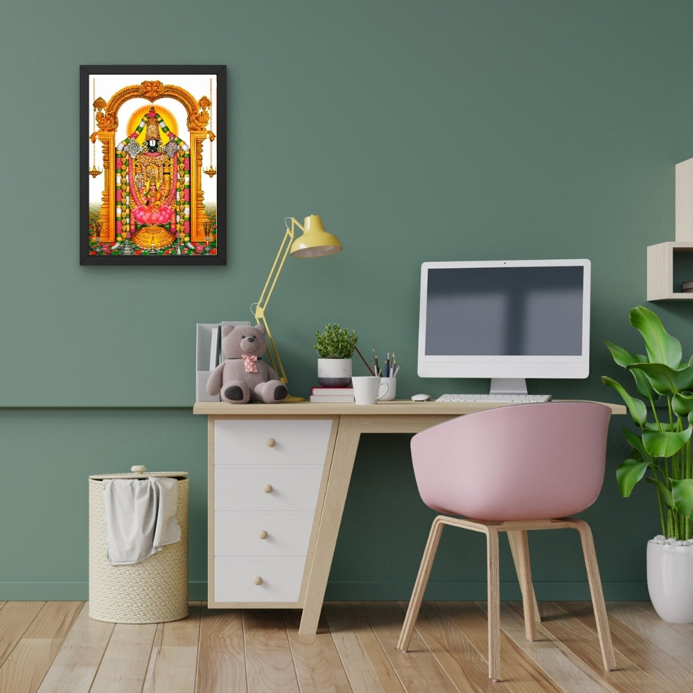 Tirupati Balaji Wall Art – Lord Venkateswara with Goddess Lakshmi Hindu God Photo Frame