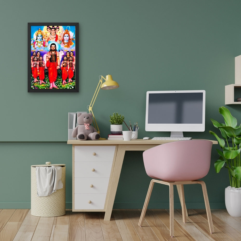 Dattatreya Wall Art – Lord Dattatreya with Six Disciples Hindu God