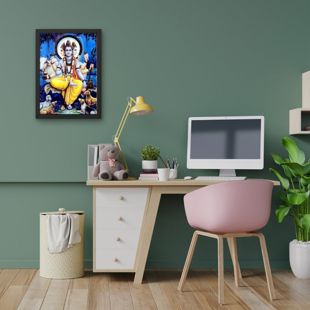 Dattatreya Wall Art – Lord Dattatreya Three-Faced Hindu God Photo Frame