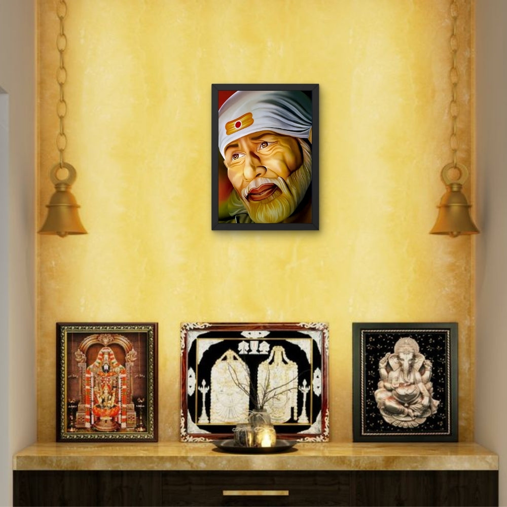 Shirdi Sai Baba Wall Art – Sai Baba Hindu Spiritual God Photo Frame