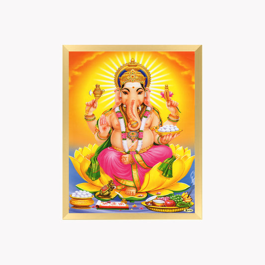 Lord Ganesha Wall Art – Ganapati Bappa Hindu God Devotional Photo Frame