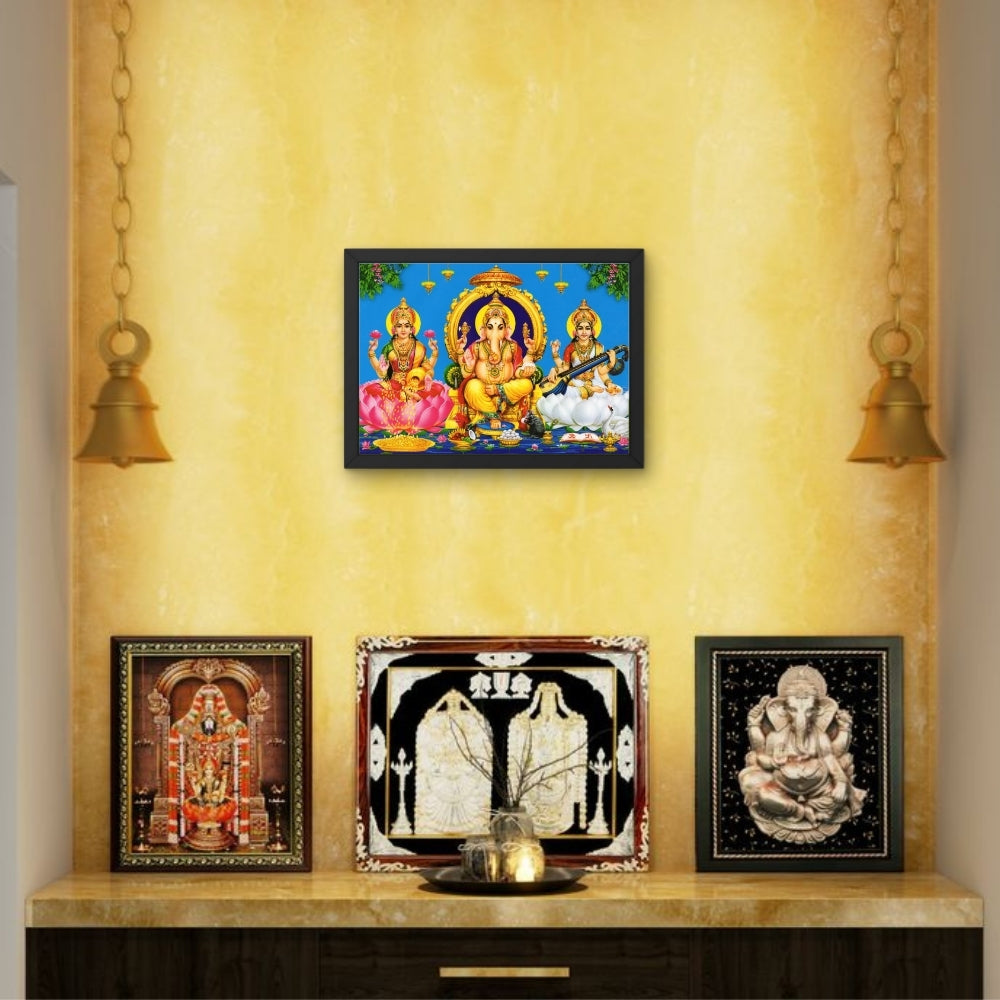 Lord Ganpathi laxmi sarswathi wall art-Goddess saraswathi laxmi and Ganapthi photo frame