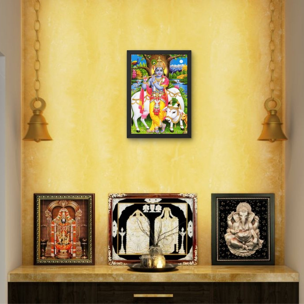 Lord Krishna wall art- God krishna with cow photo frame
