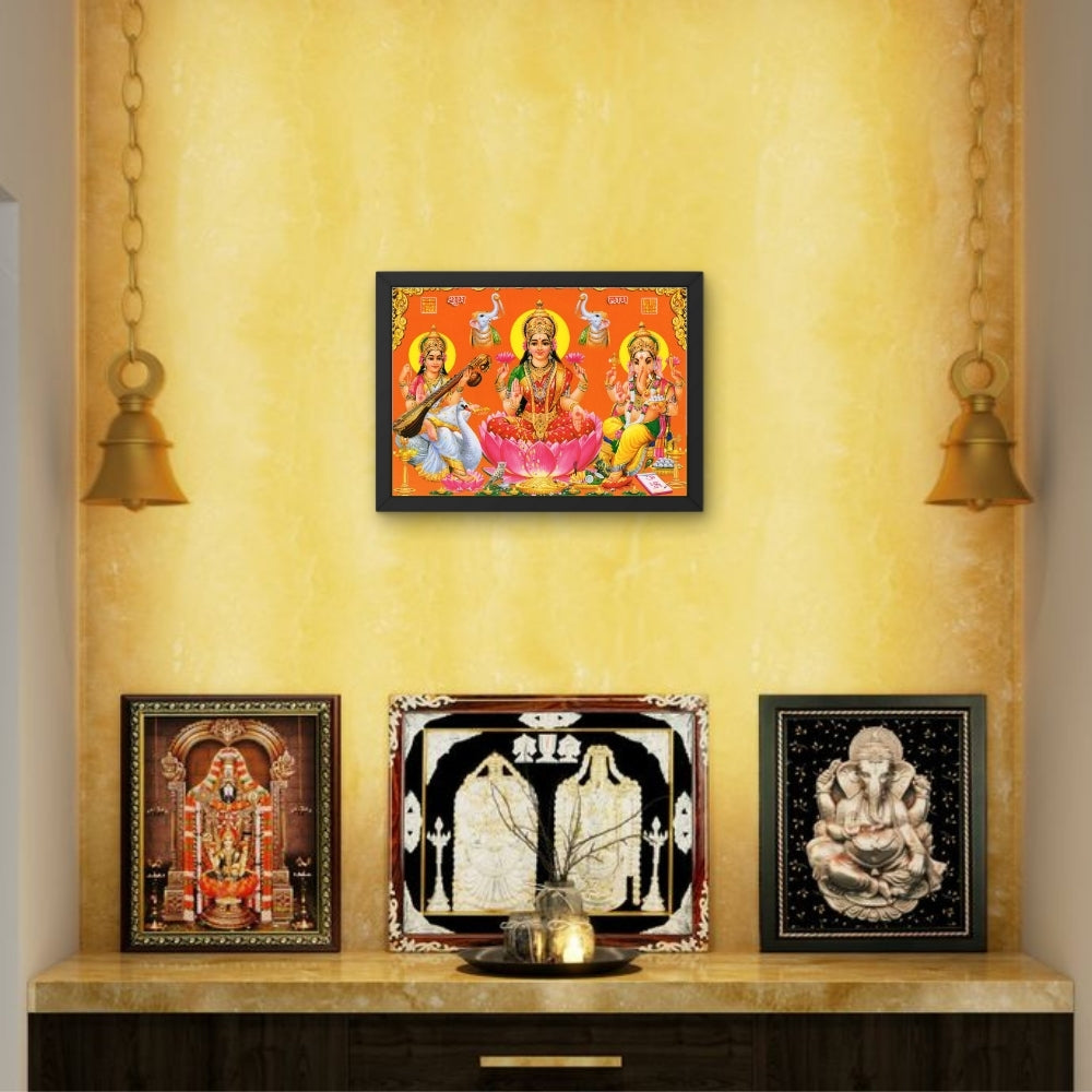 Lord Ganpathi sarswathi laxmi wall art-Goddes Laxmi saraswathi and Gnapathi photo frame