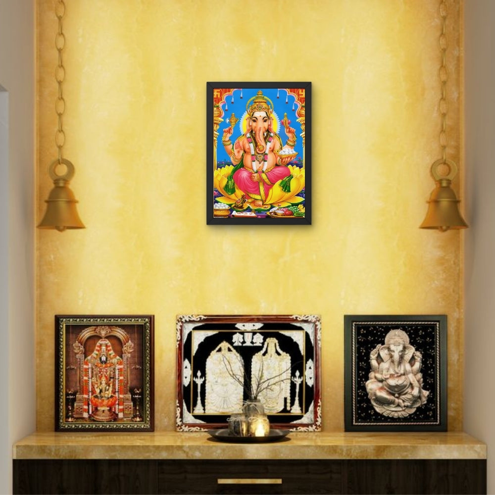 Lord Ganesha Wall Art – Hindu God Photo Frame for Home & Puja Room