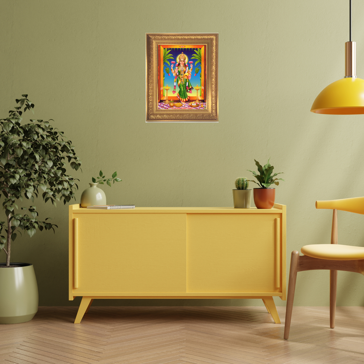 Premium Varalakshmi Wall Art – Goddess Lakshmi Hindu God Photo Frame