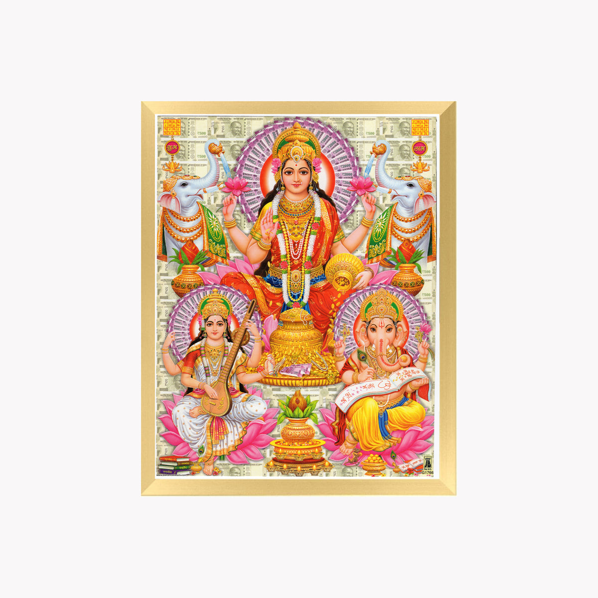 Lakshmi Ganesha Saraswati Wall Art – Hindu Goddess Lakshmi, Lord Ganesha & Goddess Saraswati Photo Frame