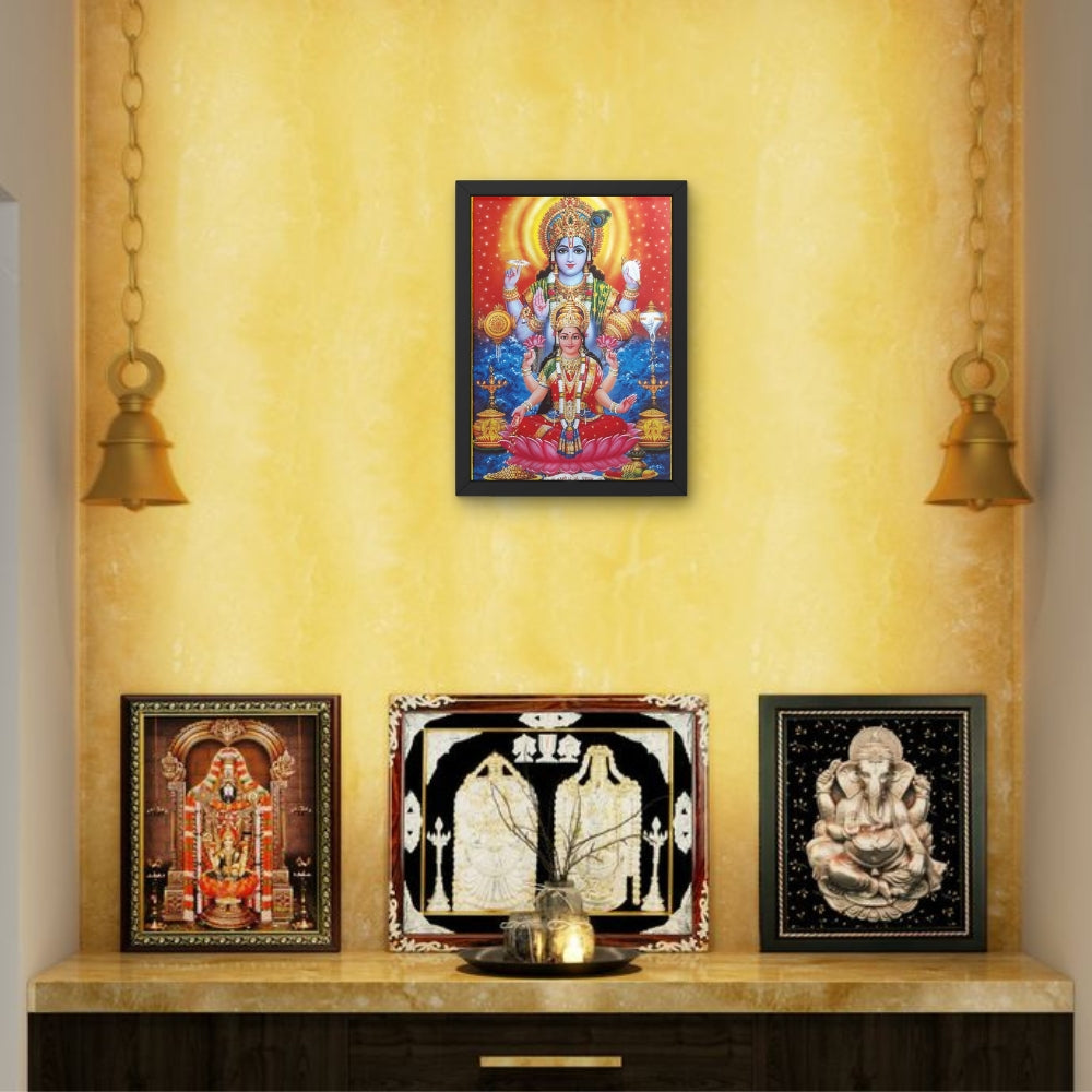 Lakshmi Vishnu Wall Art – Goddess Lakshmi and Lord Vishnu Hindu God Photo Frame