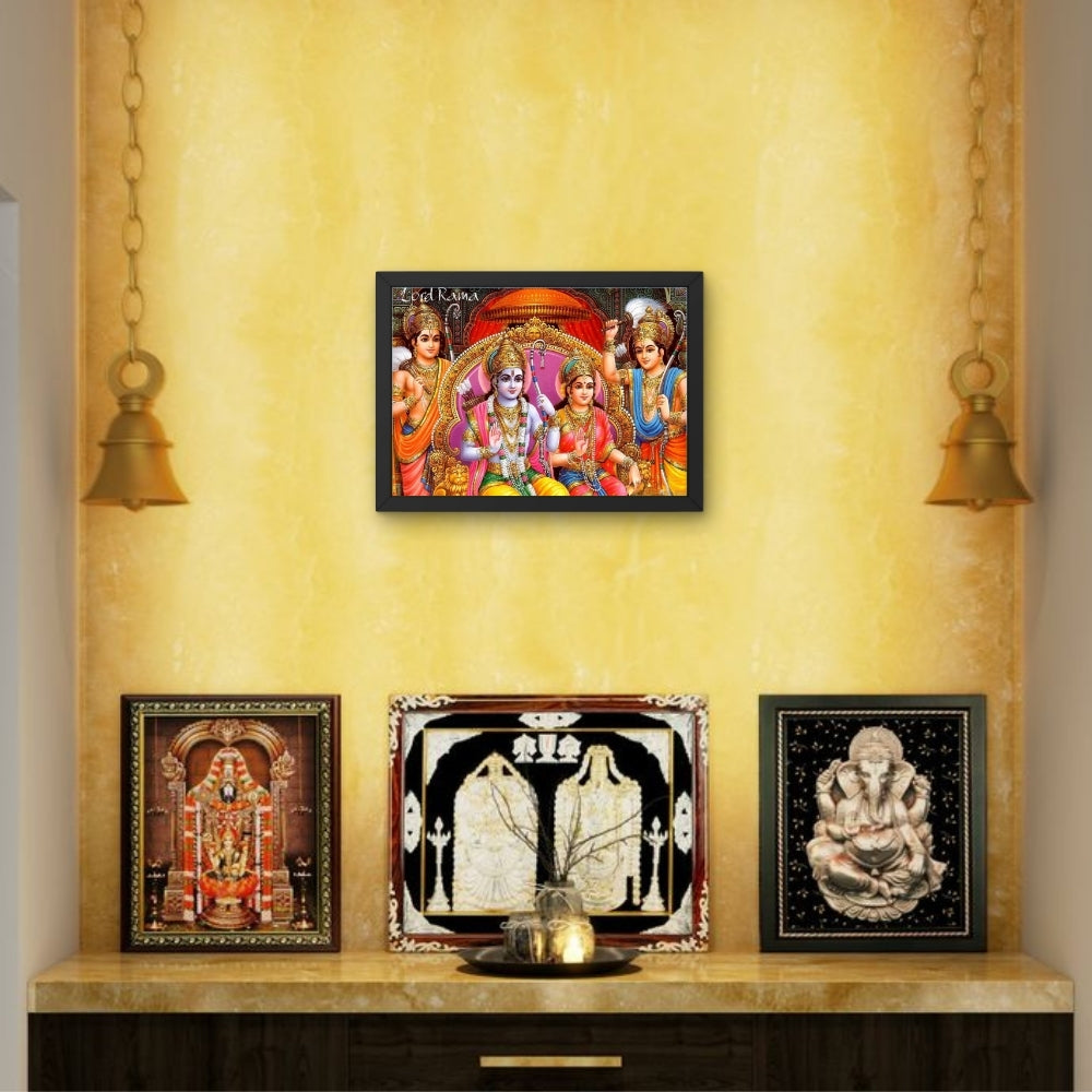 Lord Rama & Sita Wall Art – Shri Ram Darbar with Lakshman Hindu God Photo Frame