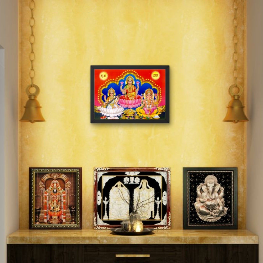 Lakshmi Saraswati Ganesha Wall Art – Goddess Lakshmi, Saraswati & Lord Ganesha Hindu God Photo Frame