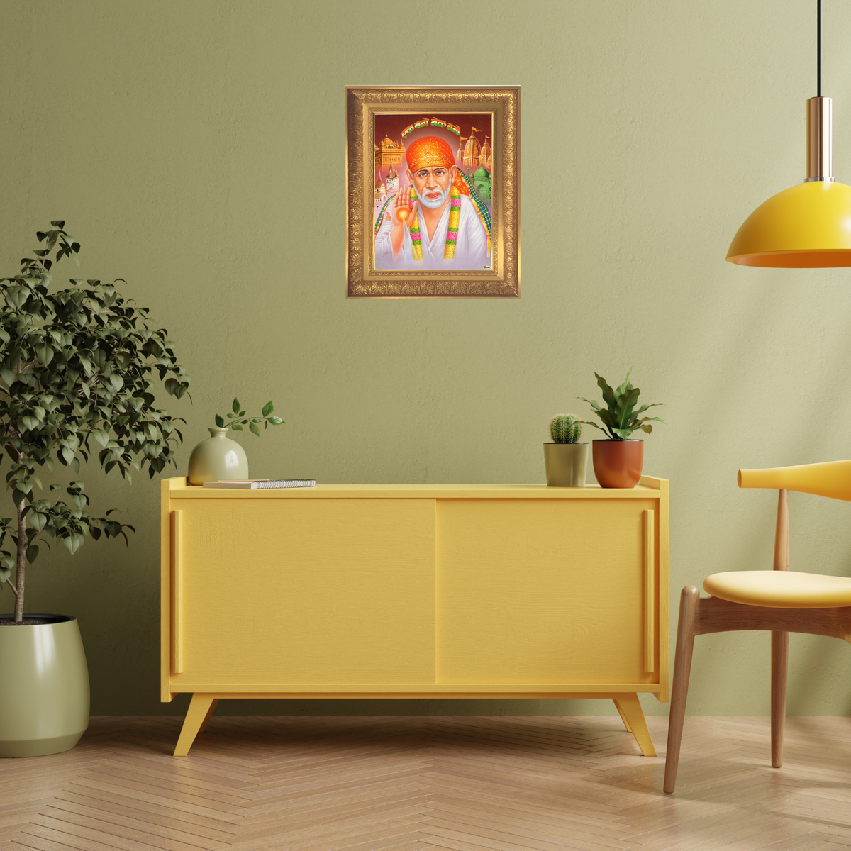 Premium Shirdi Sai Baba Wall Art – Sai Baba Hindu Spiritual Photo Frame
