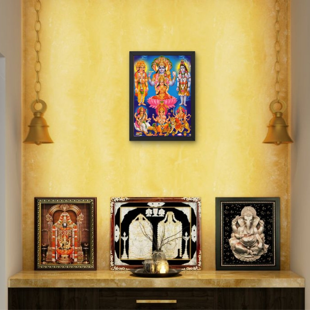Hindu Gods Wall Art – Lord Vishnu, Goddess Lakshmi, Lord Shiva & Divine Deities Photo Frame