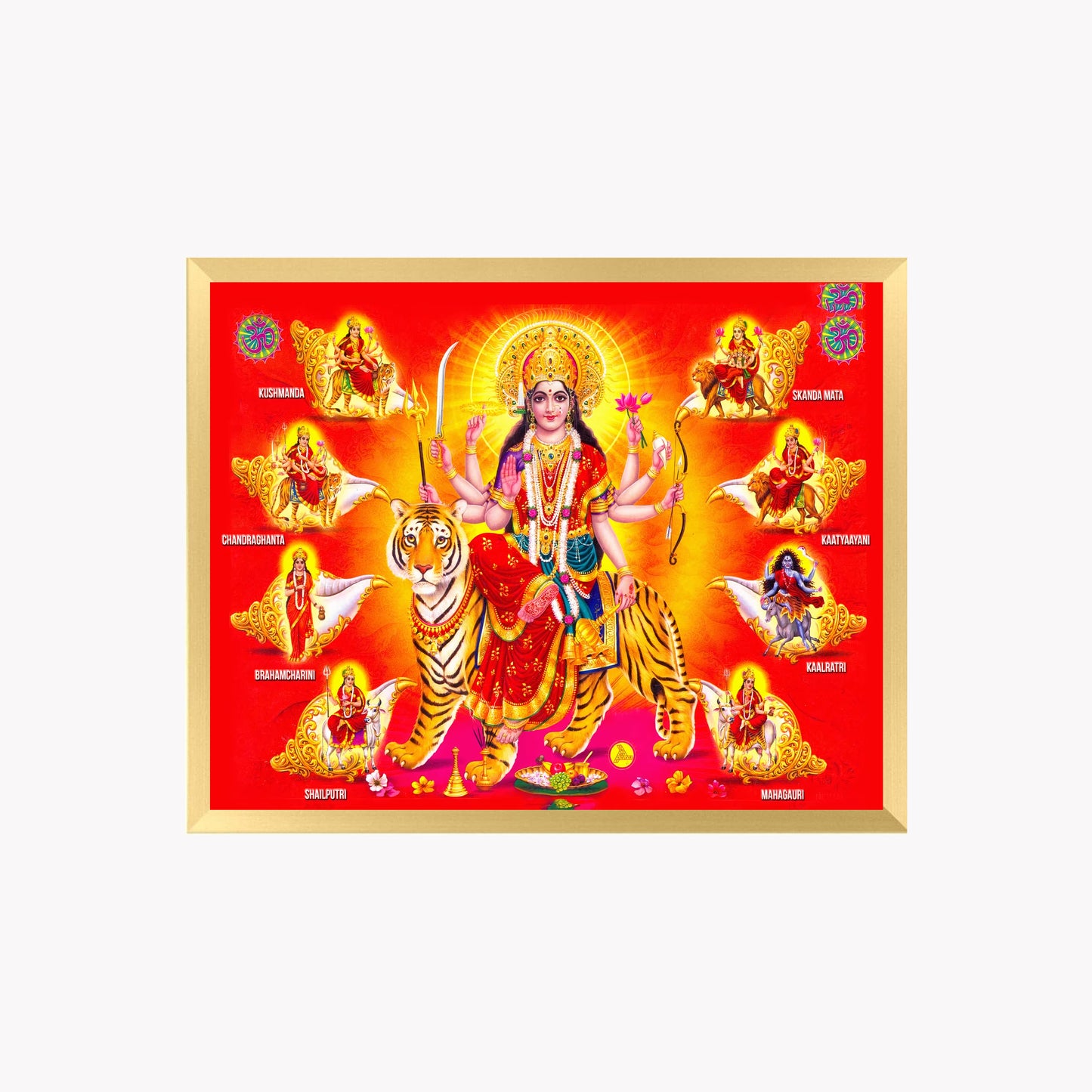 Navadurga Wall Art – Goddess Durga with Nine Forms Hindu Goddess Photo Frame