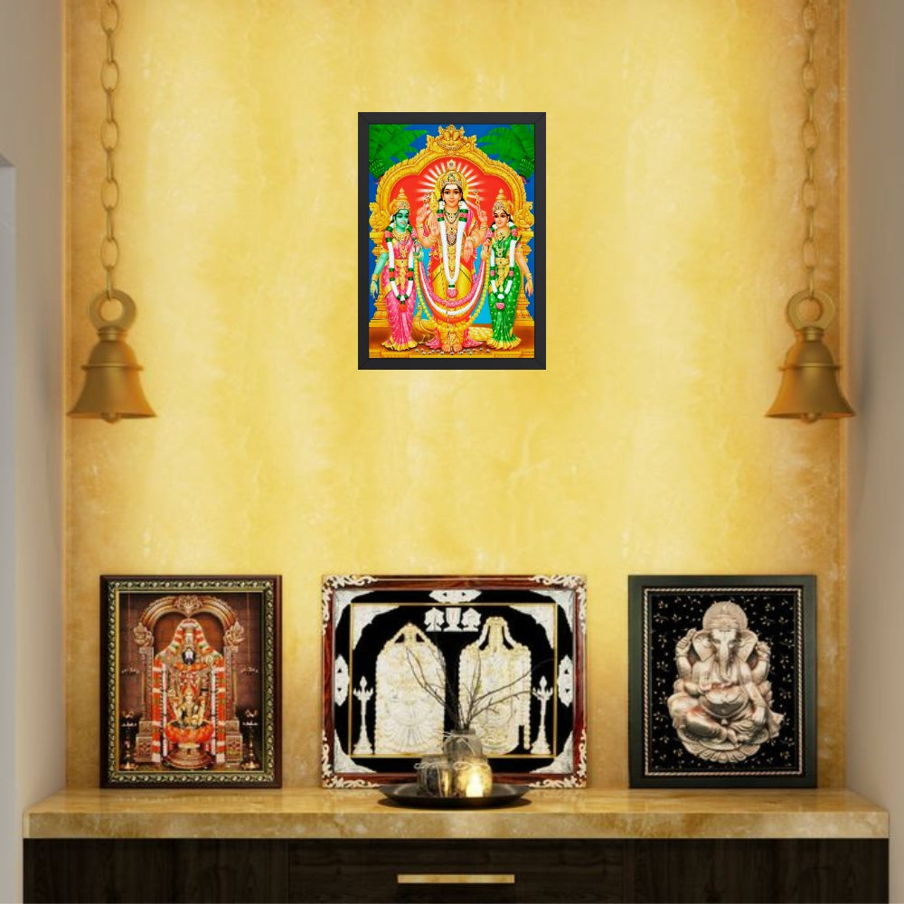 Lord Subramanya swamy wall art- Subramanya swamy with valli and devasena photo frame