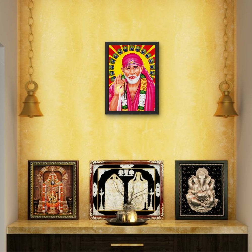 Shirdi Sai Baba Wall Art – Sai Baba Hindu Spiritual God Photo Frame