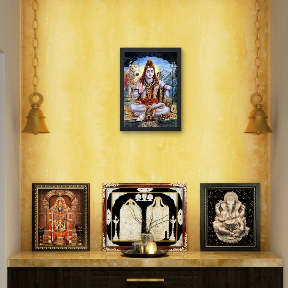 Lord Shiva Wall Art – Mahadev Shiva with Nandi Hindu God Photo Frame