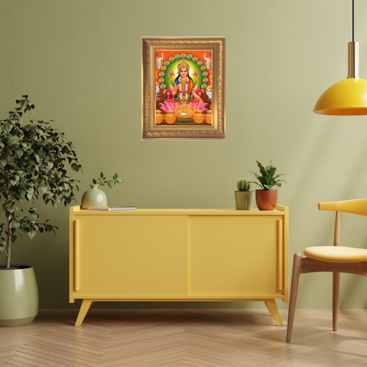 Premium Goddess Lakshmi Wall Art – Lakshmi Devi Hindu Goddess of Wealth & Prosperity Photo Frame