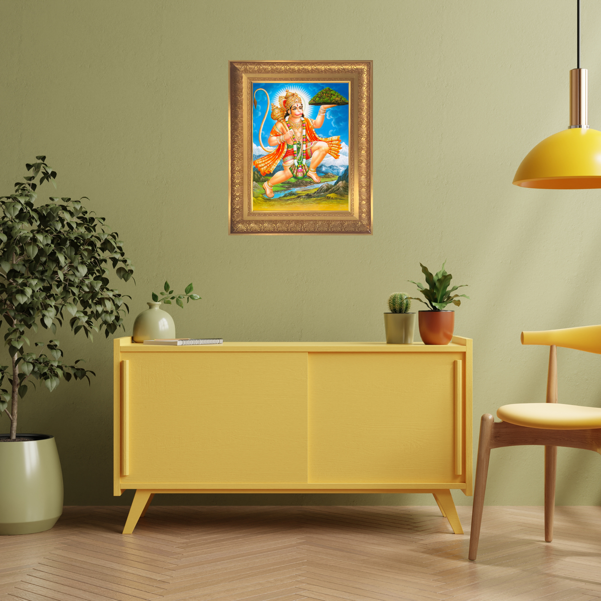 Premium Lord Hanuman Wall Art – Hindu God Photo Frame for Home & Puja Room