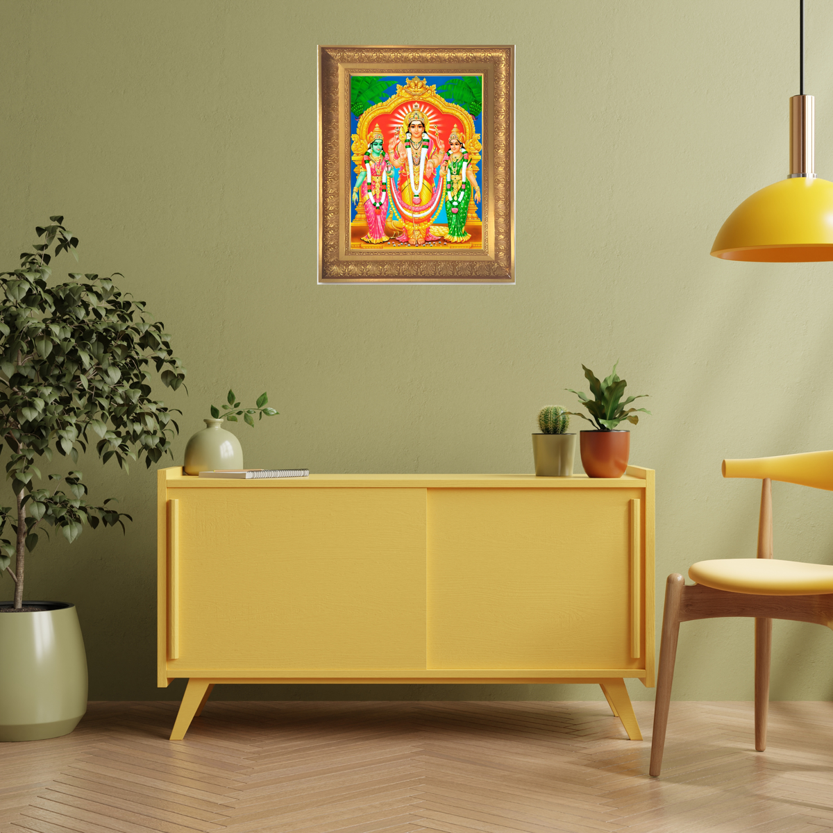 Premium Lord Murugan Wall Art – Subramanya Swamy Photo Frame | Hindu God Spiritual Home Décor