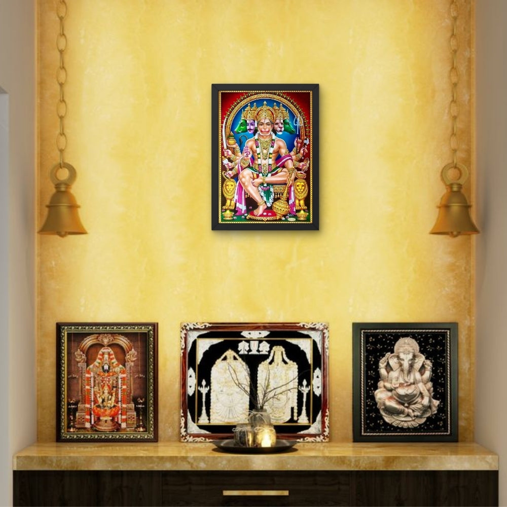 Lord Panchamukha Hanuman Wall Art - Panchamukha Hanuman Hindu God Photo Frame