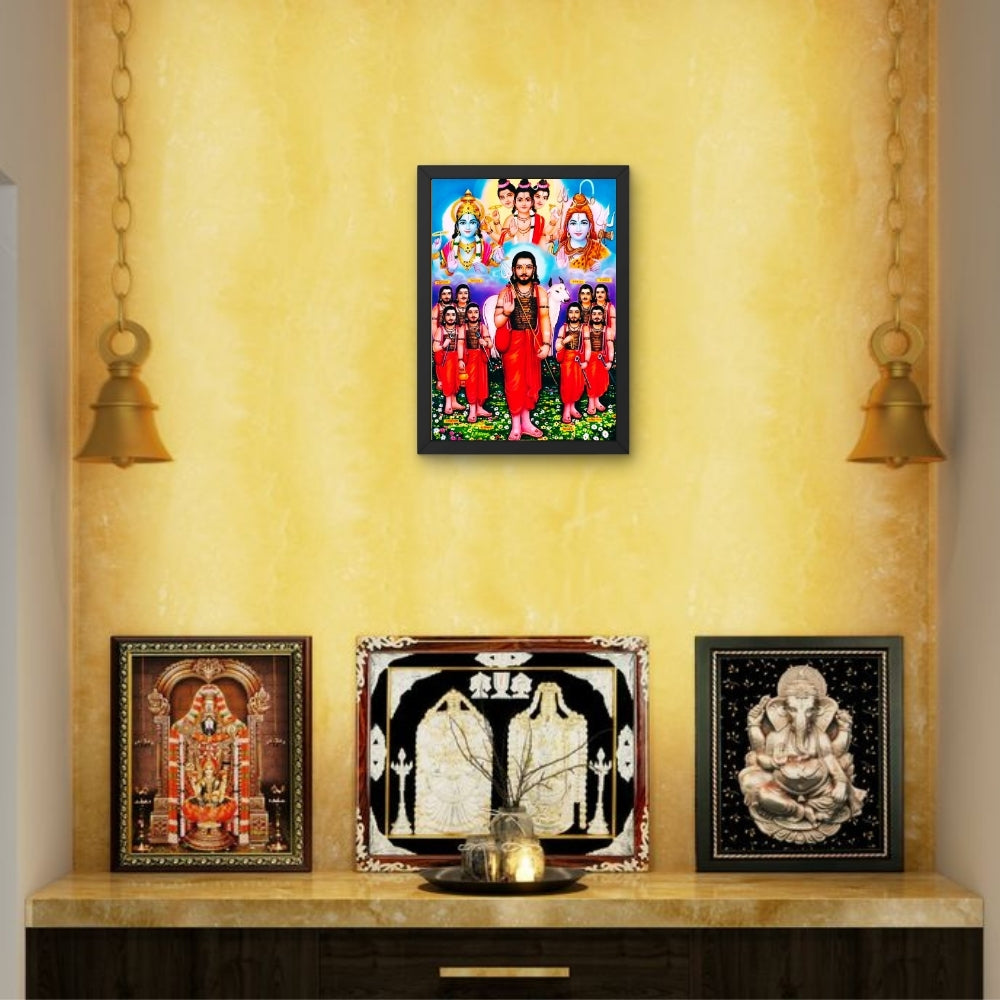 Dattatreya Wall Art – Lord Dattatreya with Six Disciples Hindu God