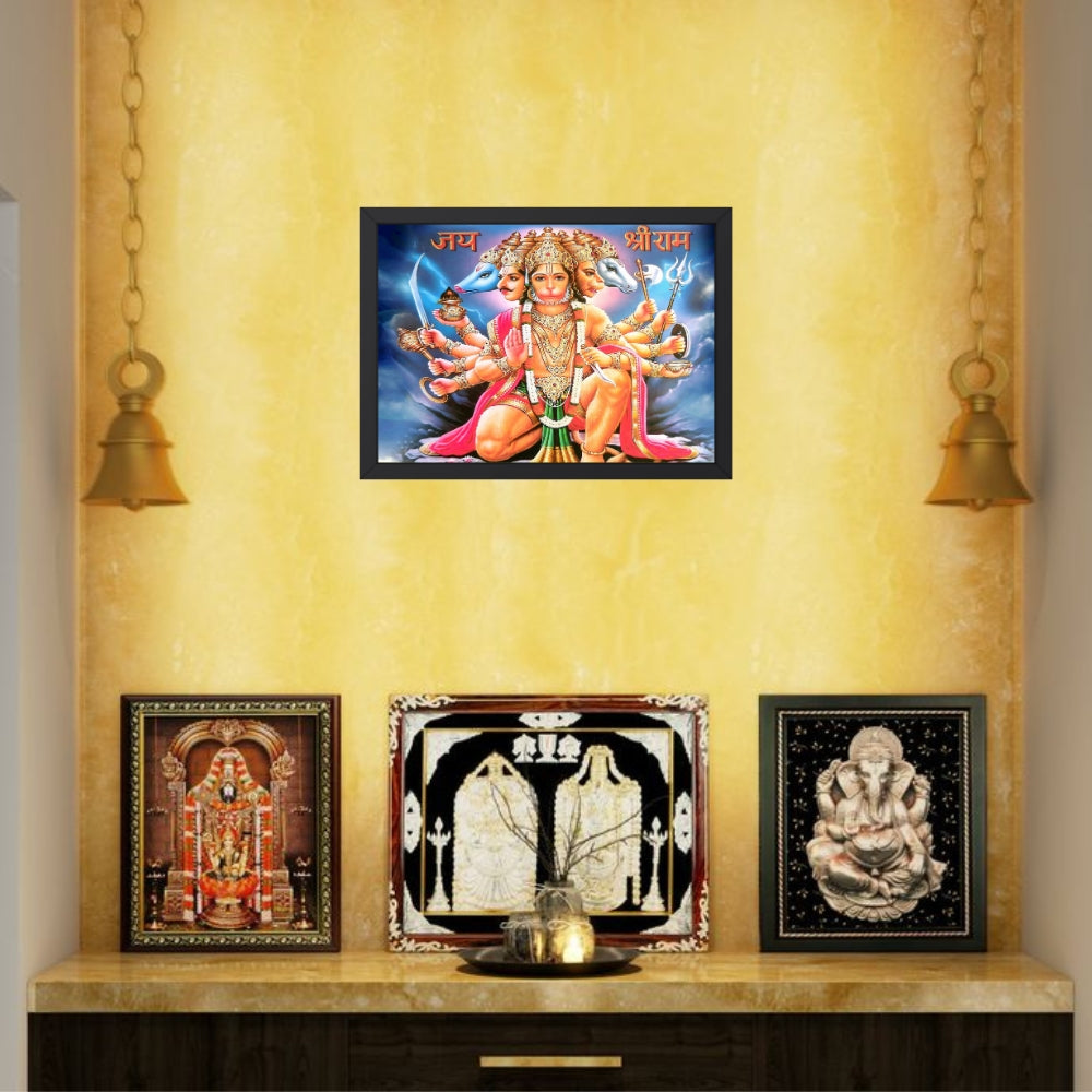 Lord Panchmukhi Hanuman Wall Art - Panchmukhi Hanuman Hindu God Photo Frame