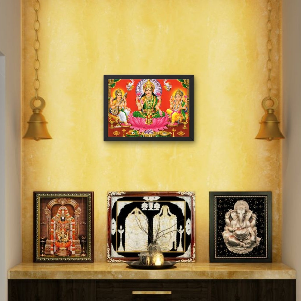 Lord Ganpathi laxmi saraswathi wall art- Laxmi ganapthi photo frame
