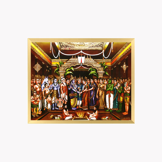 Venkateswara Kalyanam Wall Art – Lord Venkateswara & Goddess Padmavati Wedding Hindu God Photo Frame