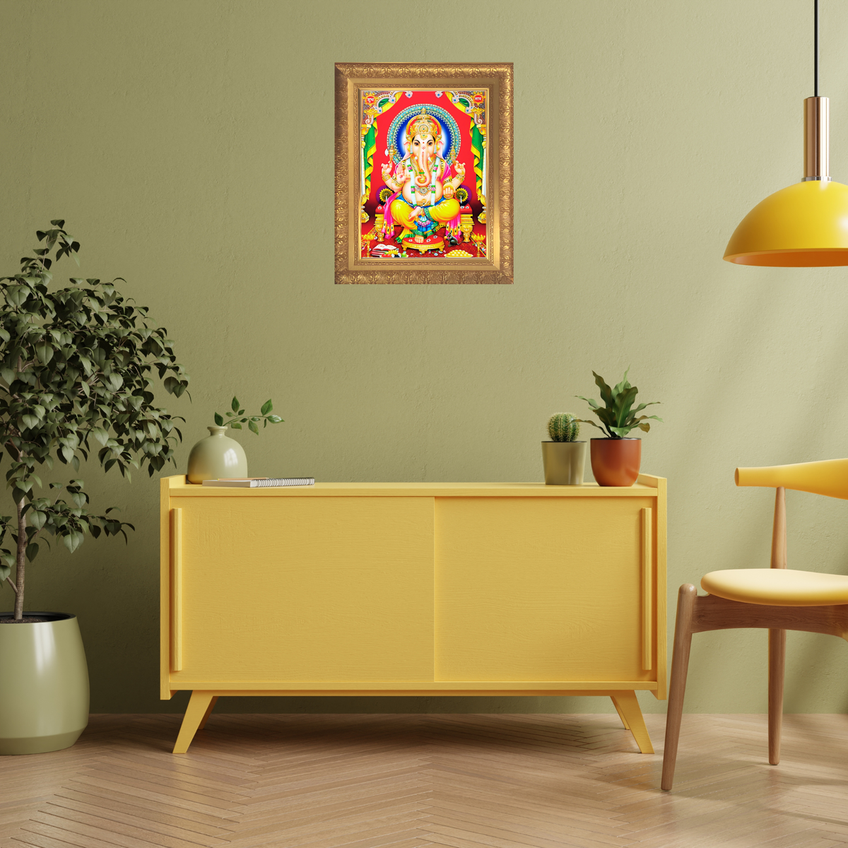 Premium Lord Ganesha Wall Art – Ganapati Bappa Hindu God Photo Frame