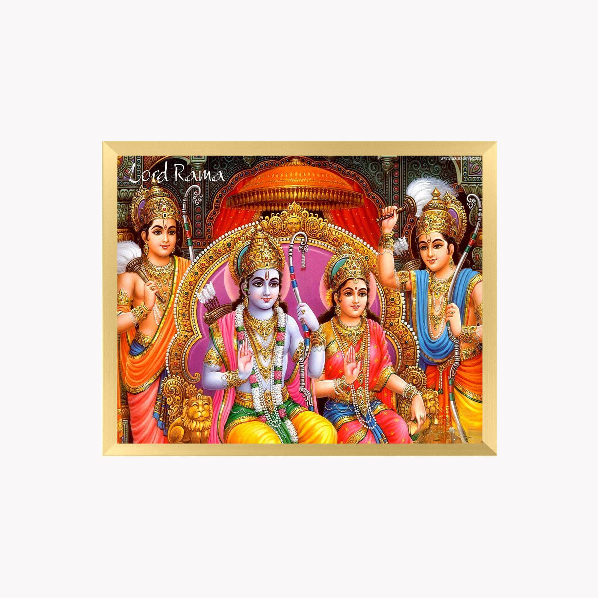 Lord Rama & Sita Wall Art – Shri Ram Darbar with Lakshman Hindu God Photo Frame