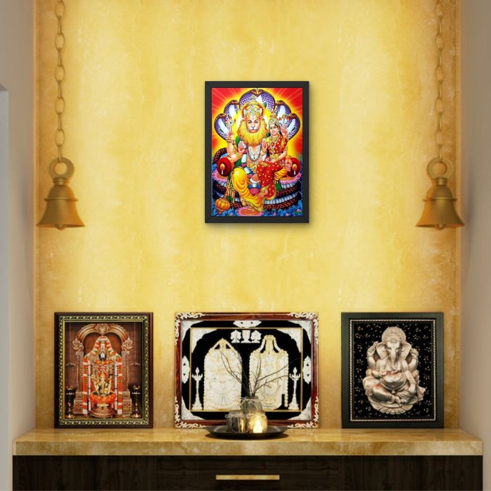Lord Lxminarasimhaswamy with Saraswathidevi - Laxminarasimhaswamy hindu god photo frame