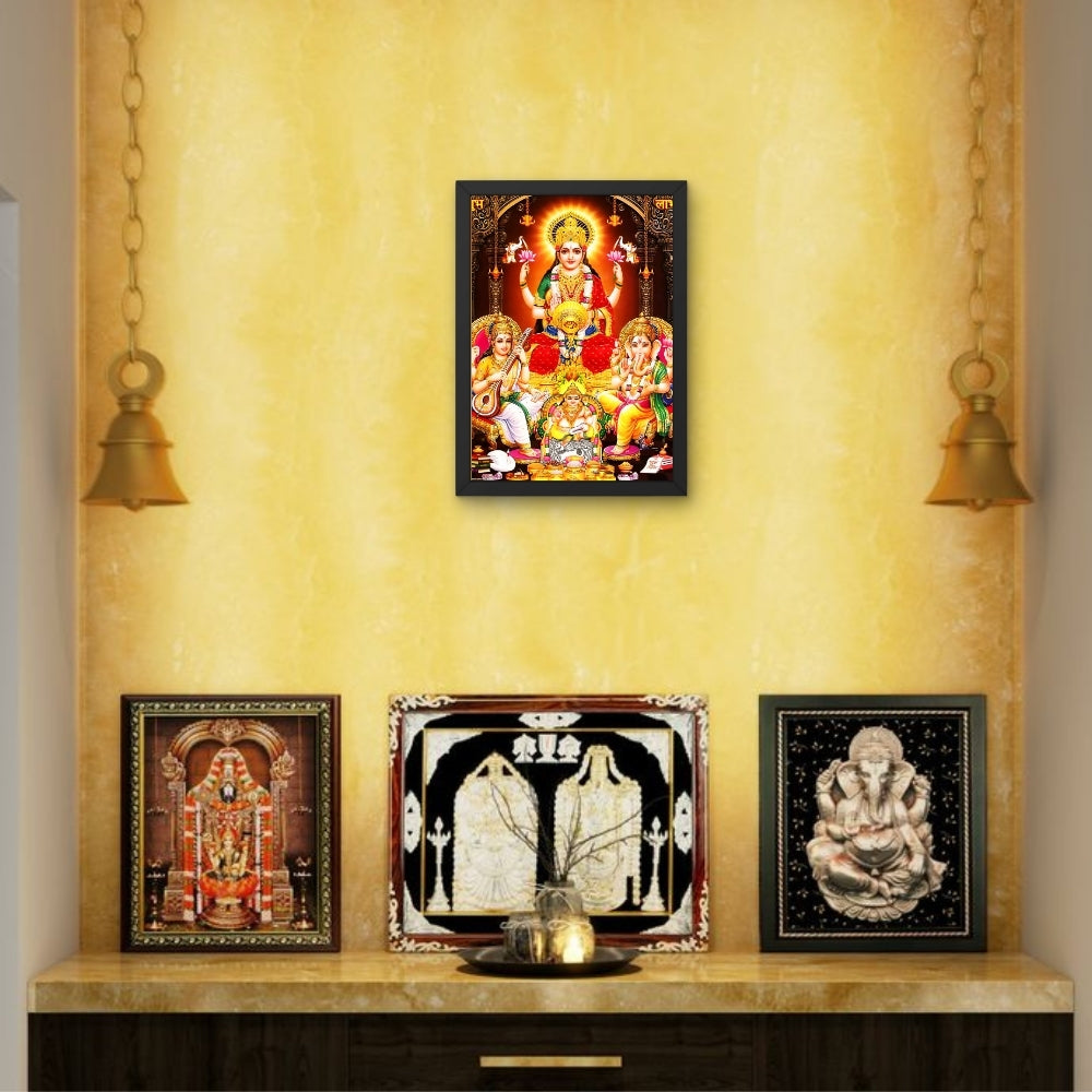 Lord kubera with laxmi saraswathi ganapathi wall art- Goddess laxmi ,saraswathi ganapathi and kubera god frame