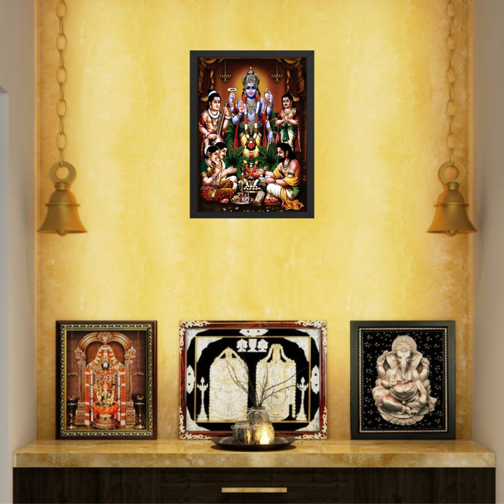 Lord Sri SatyanarayanaSwamy wall art-  Satyanarayana Swamy Hindu God Photo Frame
