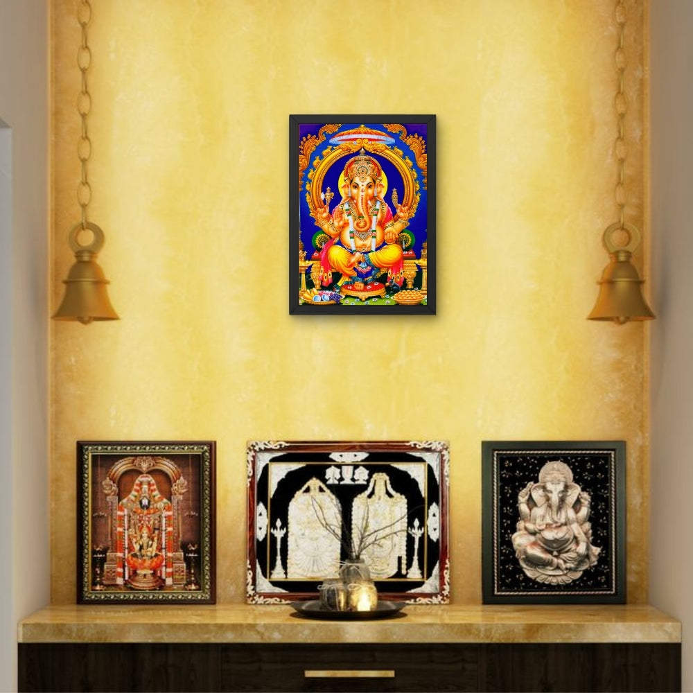 Lord Ganesha Wall Art – Hindu God Ganesha Traditional Devotional Photo Frame