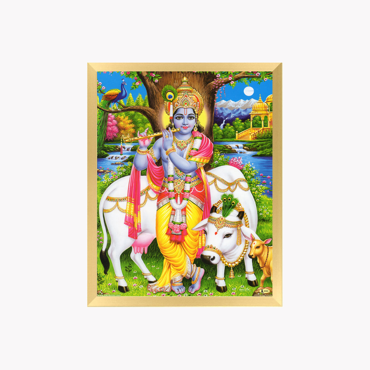 Lord Krishna wall art- God krishna with cow photo frame