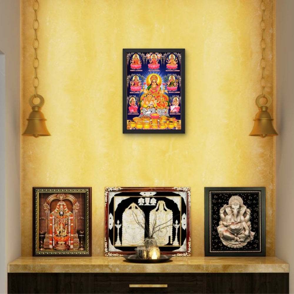 Lord Kubera wall art-God Kubera with Ashtalaxmi photo frame