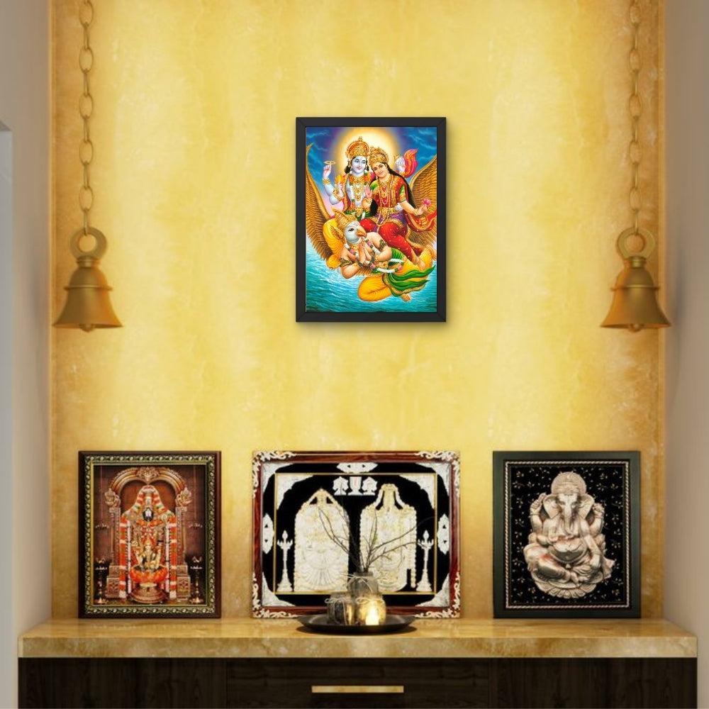 Lord Vishnu and Goddess Laxmi wall art-Sri vishnu with maa Laxmi Hindu God Frame