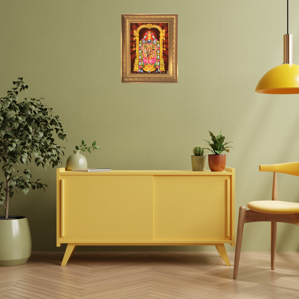 Premium Lord Venkateswara Wall Art – Sri Venkateswara with Goddess Lakshmi Hindu God Photo Frame