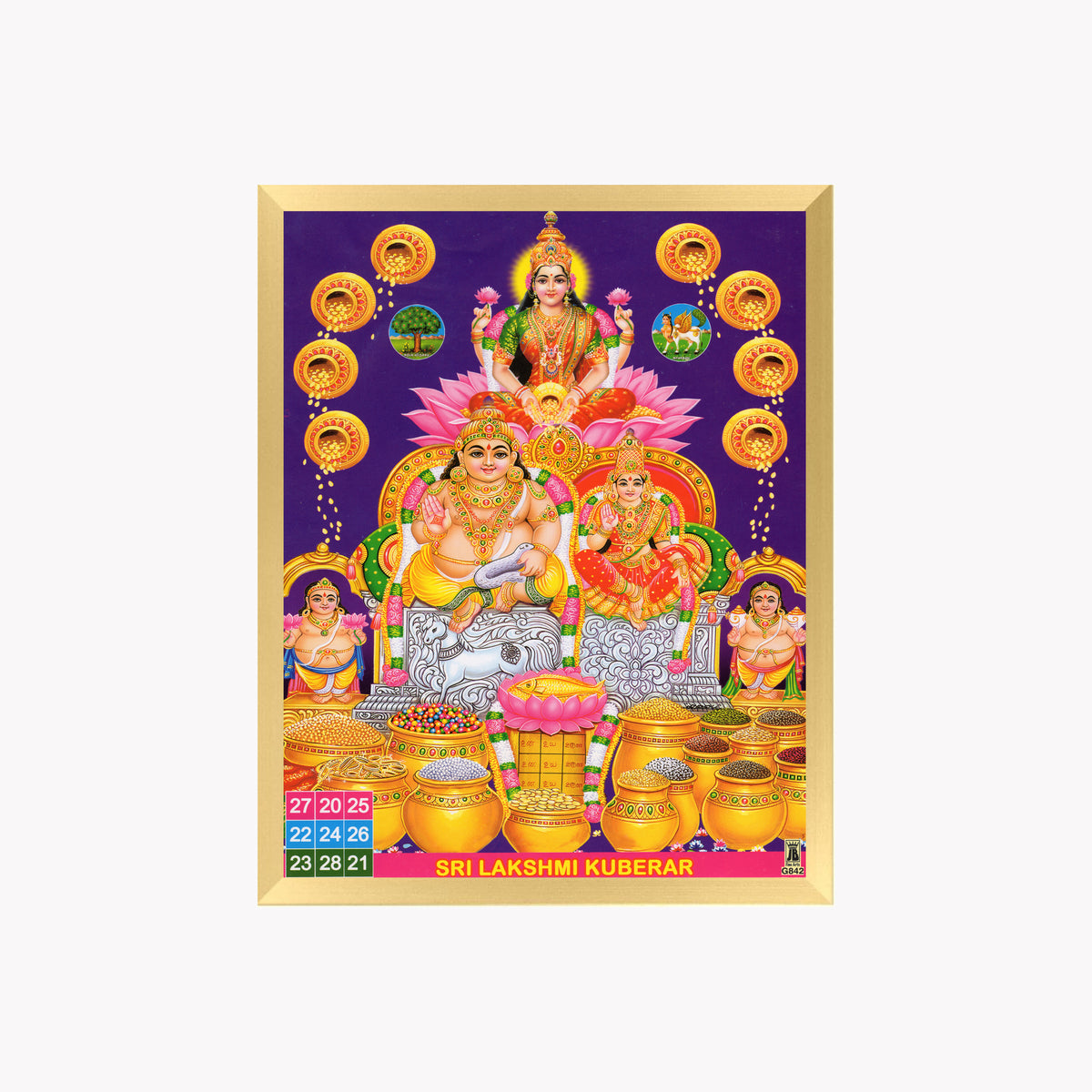 Goddess Laxmi with kubera wall art- Lord kubera Laxmi photo frame