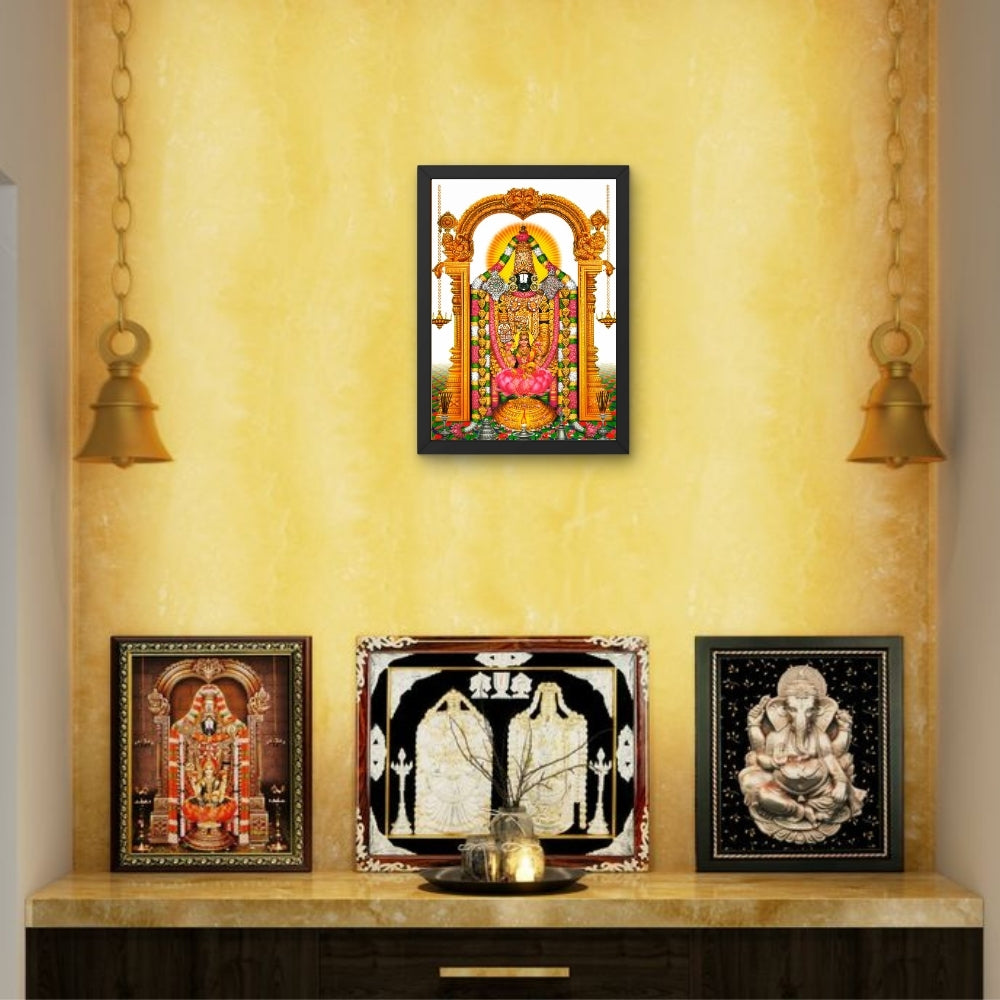 Tirupati Balaji Wall Art – Lord Venkateswara with Goddess Lakshmi Hindu God Photo Frame